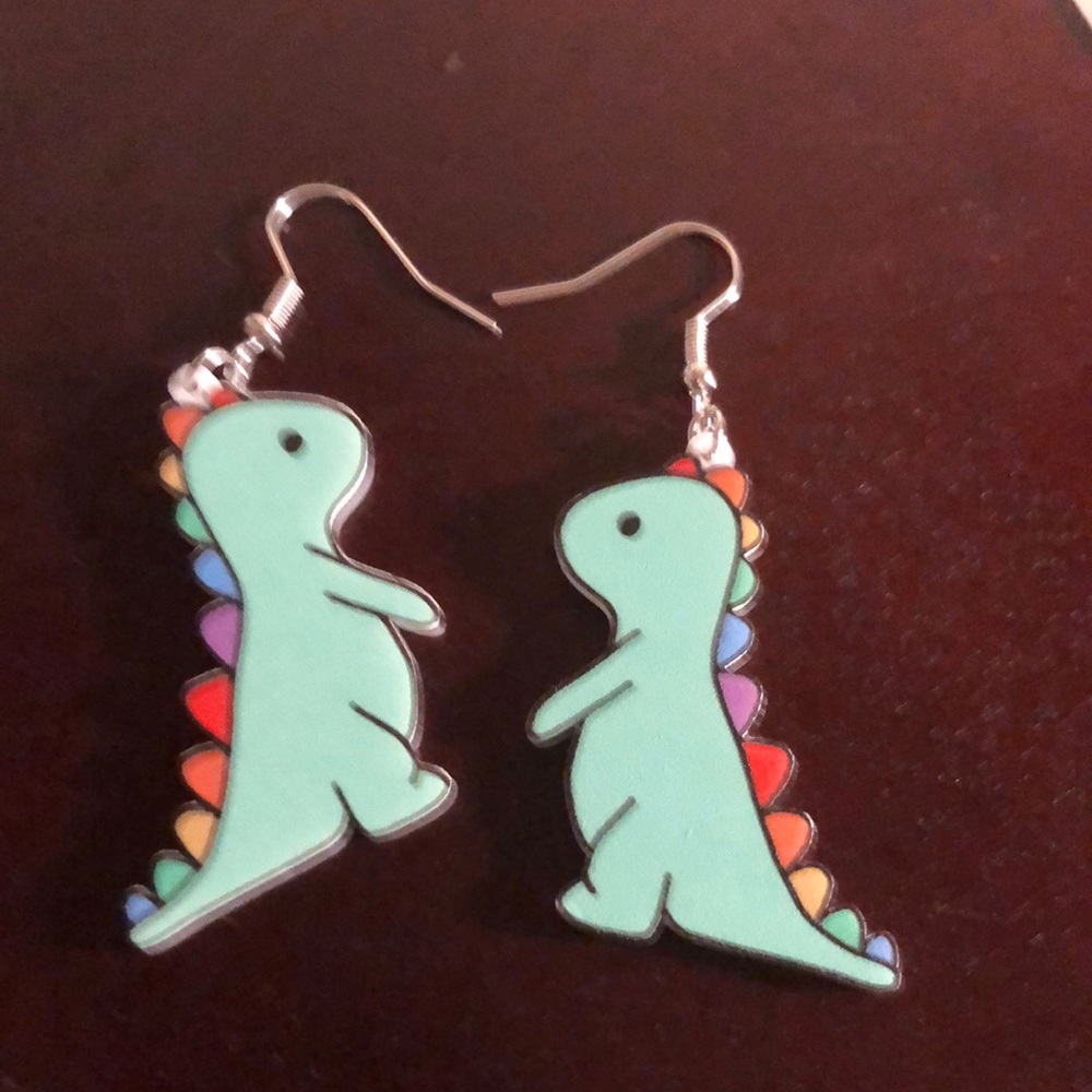 Dinosaur Earrings for Kids - Green